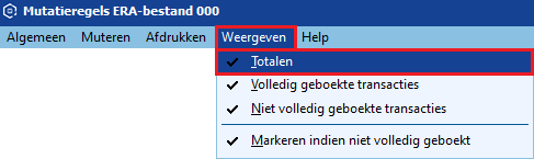Weergeven > Totalen