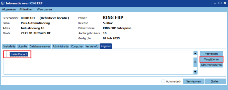 Verwijderen foutmelding