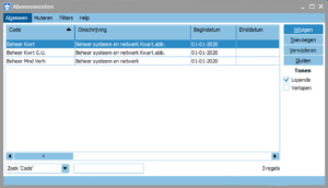Abonnementen aanmaken