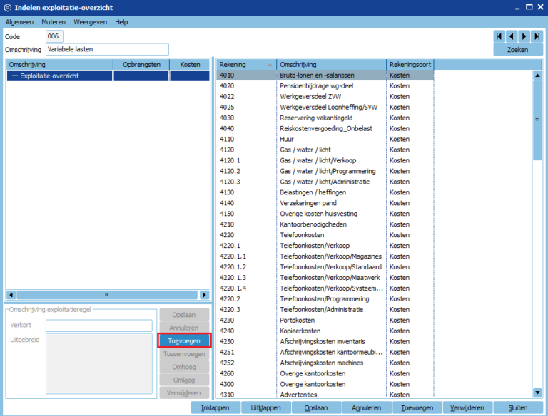 Exploitatie-overzicht