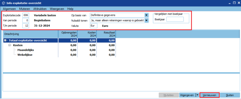 Exploitatie-overzicht