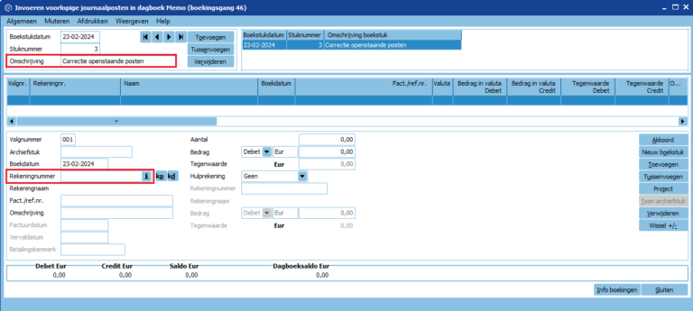 Invoeren voorlopige journaalposten