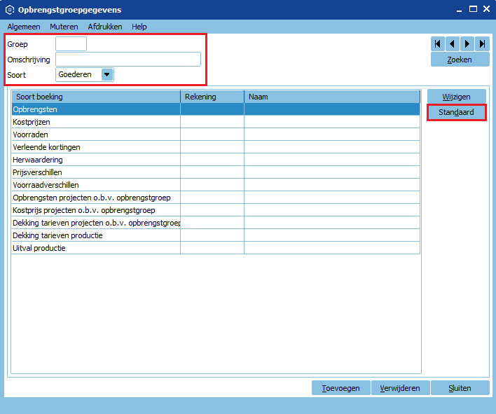 Opbrengstgroep toevoegen